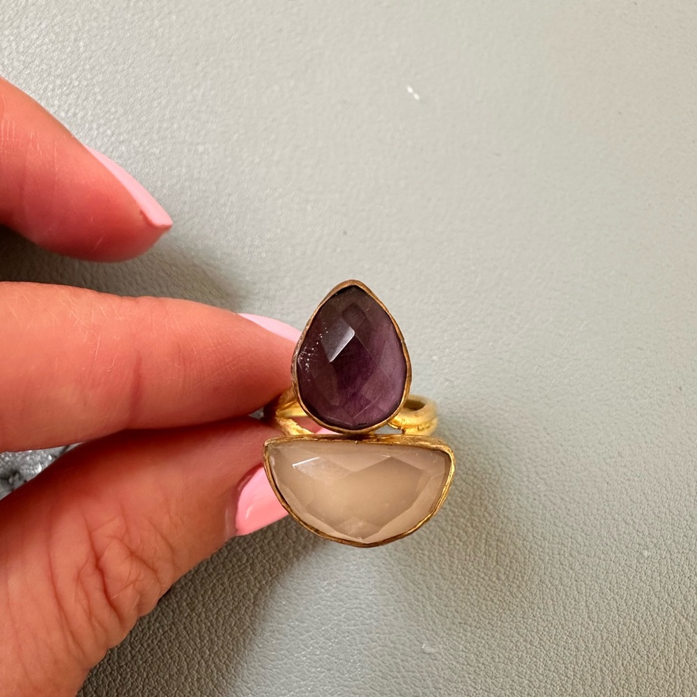 Gold and Purple Statement Ring size5